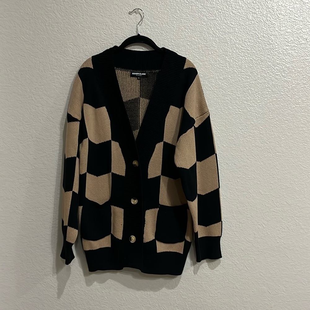 KEISER CLARKCHEVRON CHECK KNIT CARDIGAN Men Large
